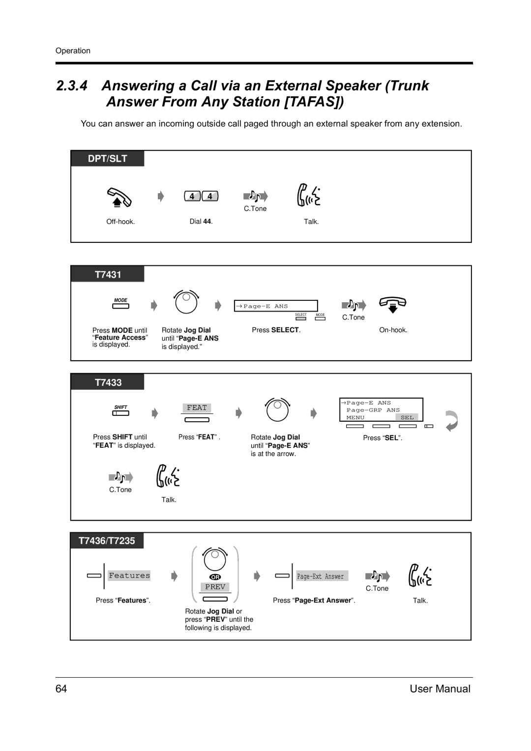 Panasonic KX-TD612NZ user manual Rotate Jog Dial until Page-E ANS is displayed, Press Page-Ext Answer 