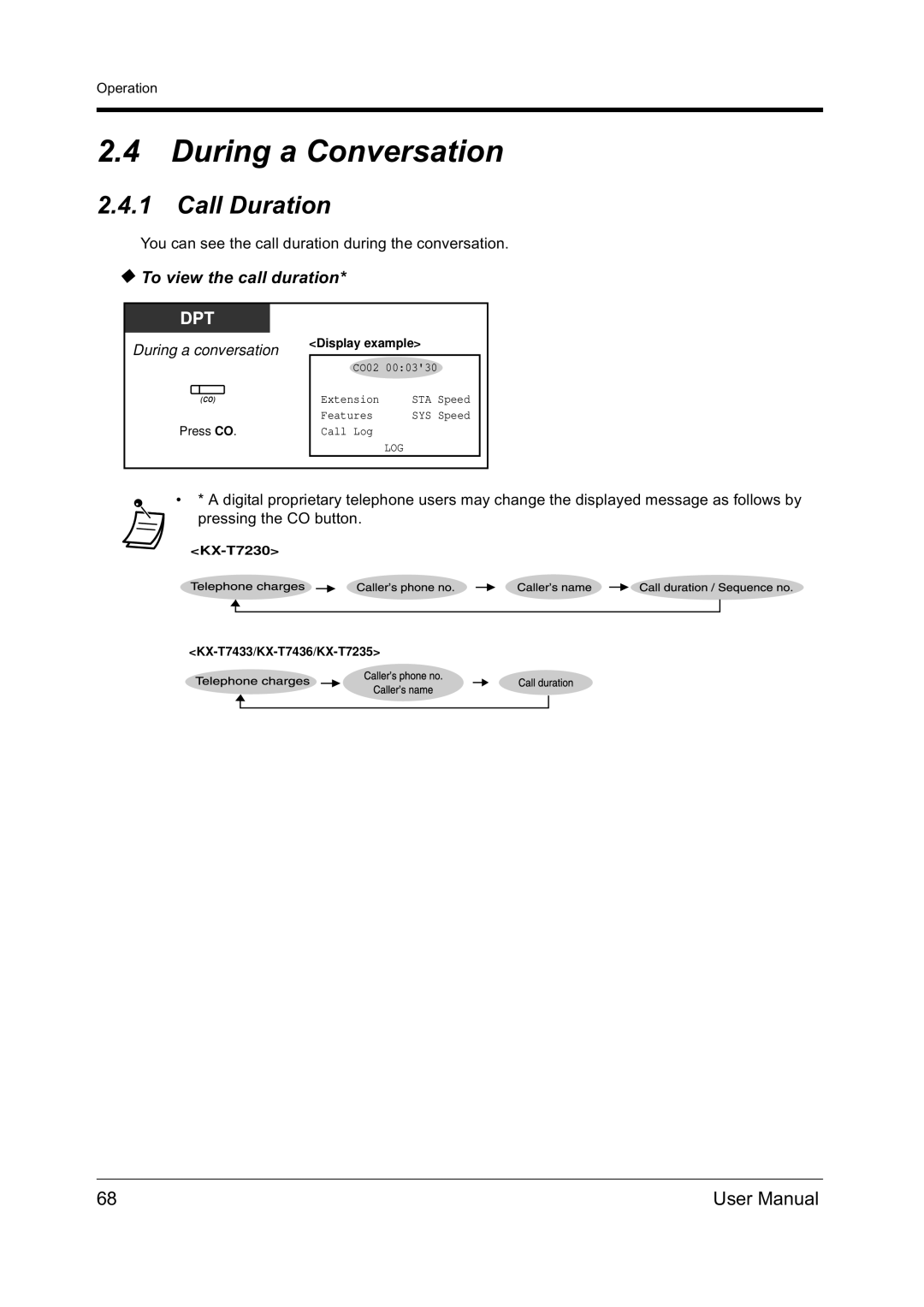 Panasonic KX-TD612NZ user manual During a Conversation, Call Duration, To view the call duration 