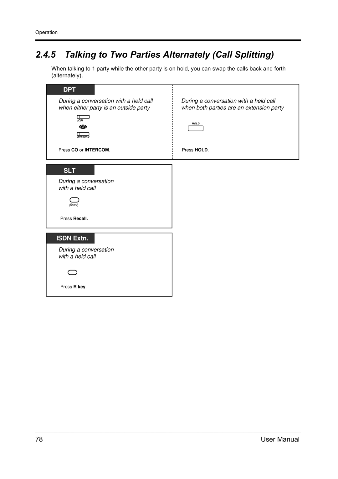 Panasonic KX-TD612NZ user manual Talking to Two Parties Alternately Call Splitting 