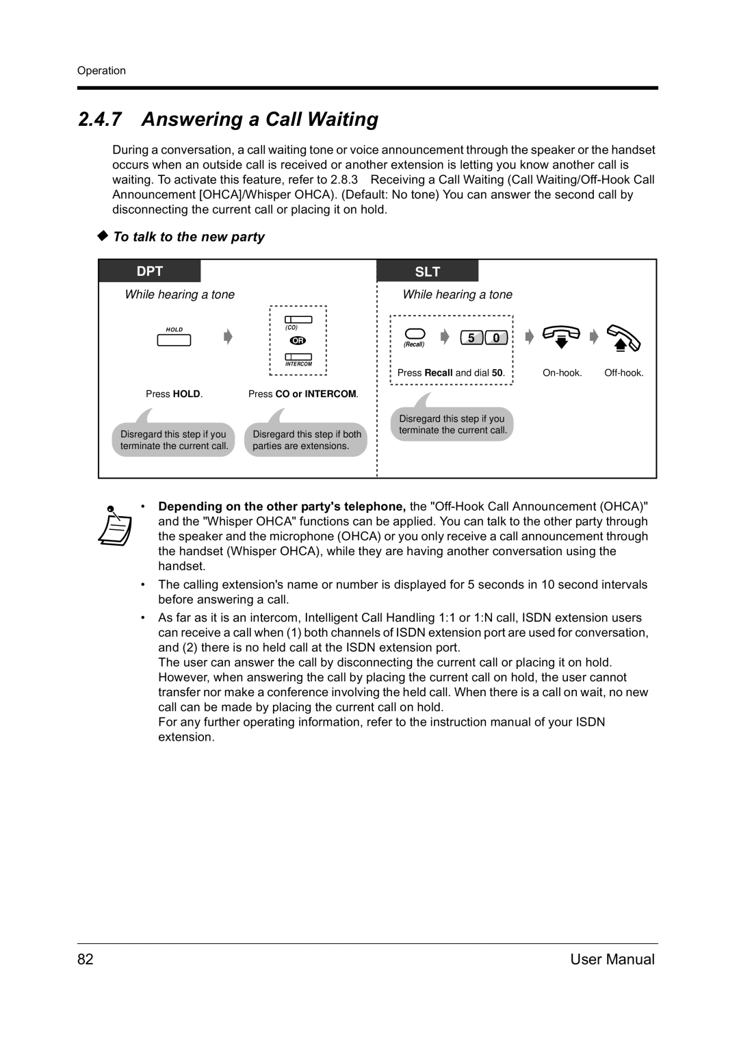 Panasonic KX-TD612NZ user manual Answering a Call Waiting, To talk to the new party, Press CO or Intercom 