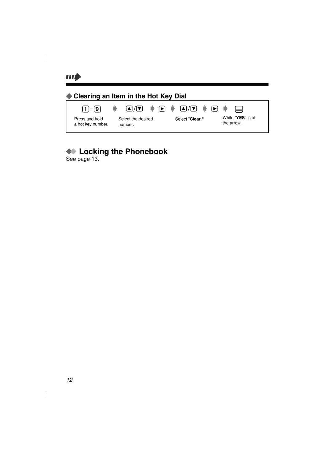 Panasonic KX-TD7580 specifications Locking the Phonebook, Clearing an Item in the Hot Key Dial 