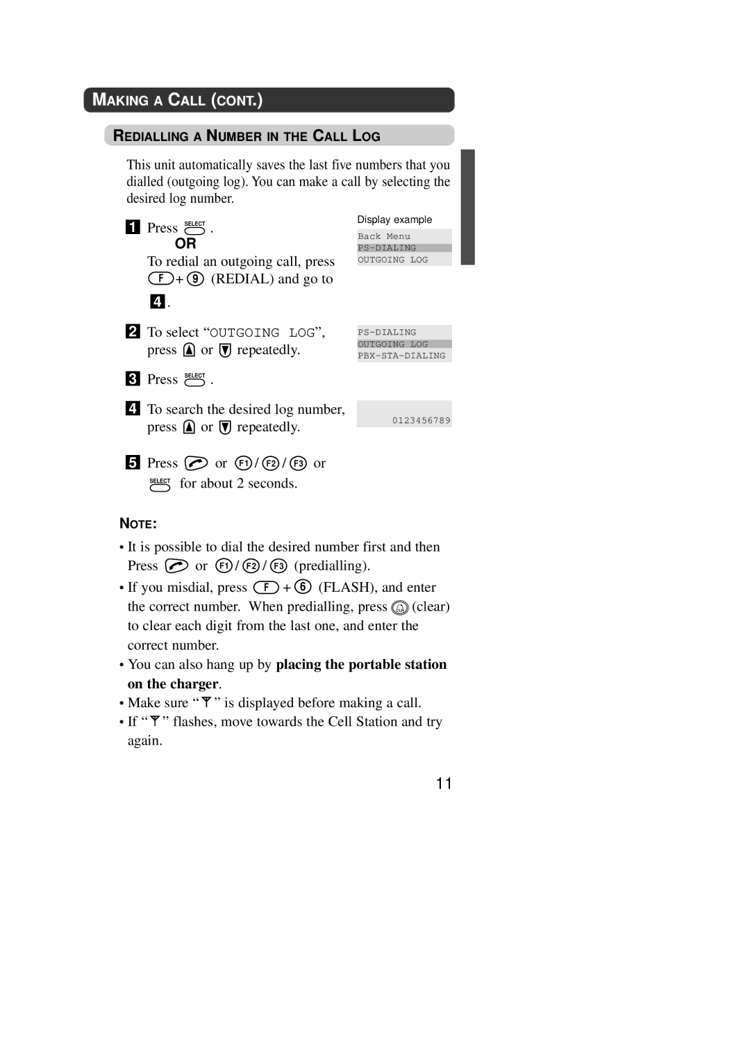 Panasonic KX-TD7590CE operating instructions To search the desired log number Press or repeatedly, Predialling 