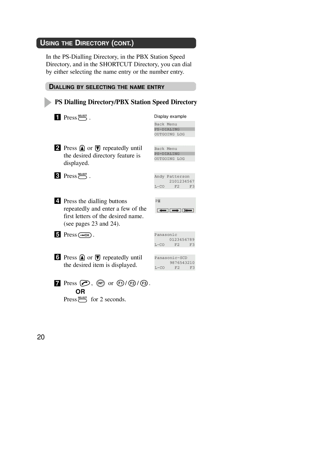 Panasonic KX-TD7590CE operating instructions PS Dialling Directory/PBX Station Speed Directory 