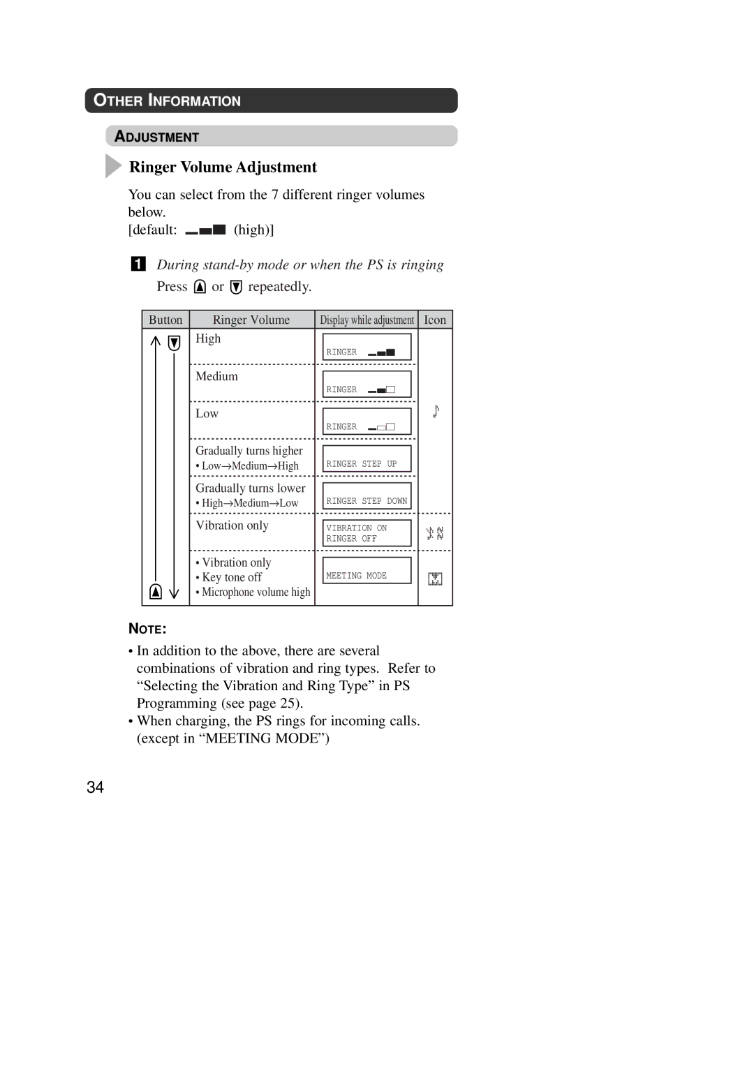 Panasonic KX-TD7590CE operating instructions Ringer Volume Adjustment, Other Information 