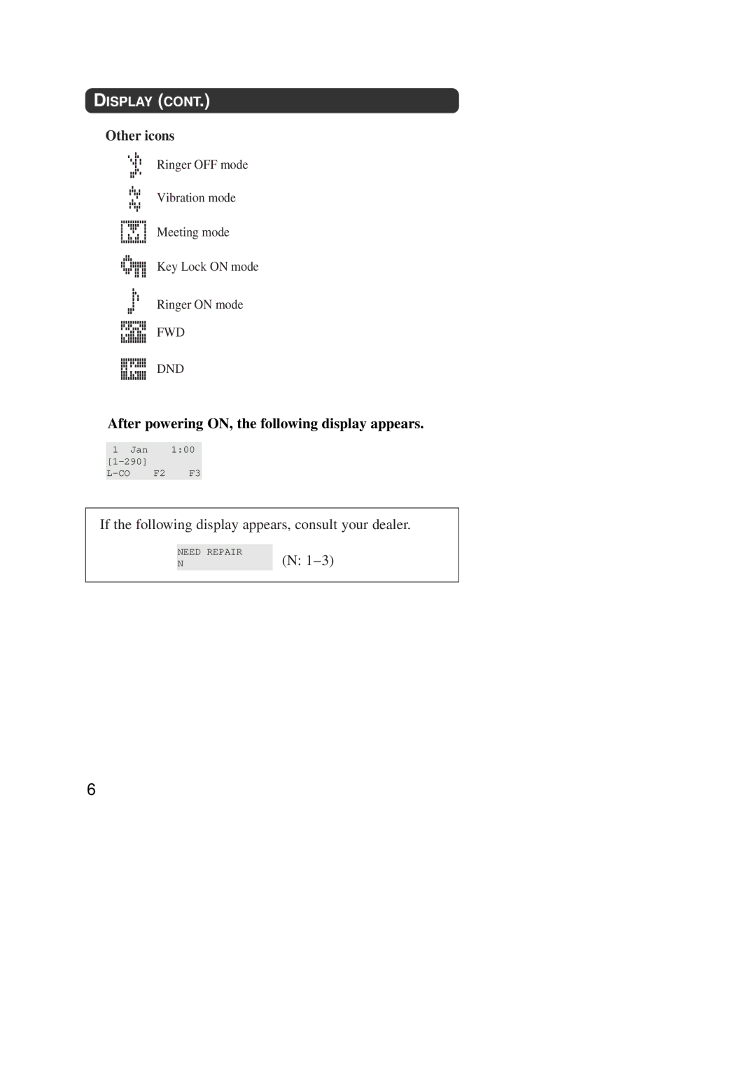 Panasonic KX-TD7590CE operating instructions Other icons, After powering ON, the following display appears, Display 