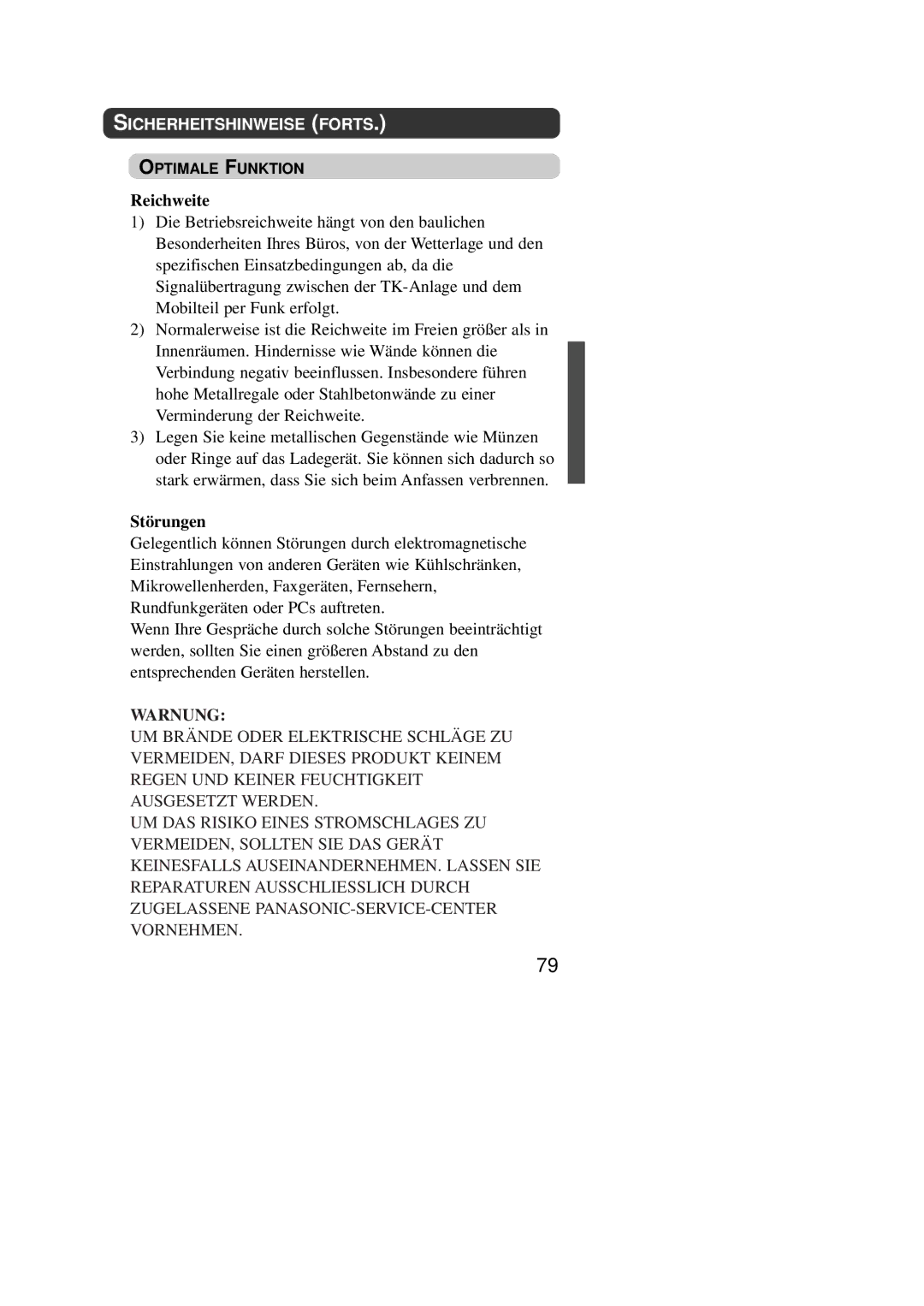 Panasonic KX-TD7590CE operating instructions Reichweite, Störungen 