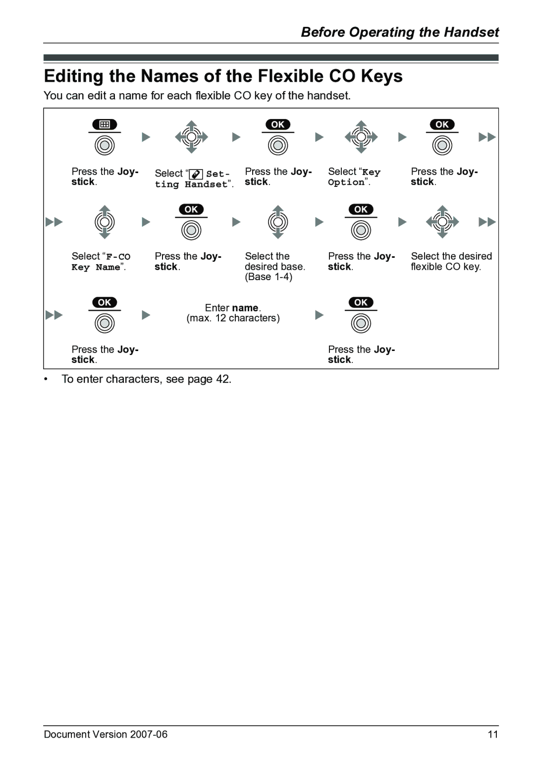 Panasonic KX-TD7684 Editing the Names of the Flexible CO Keys, You can edit a name for each flexible CO key of the handset 