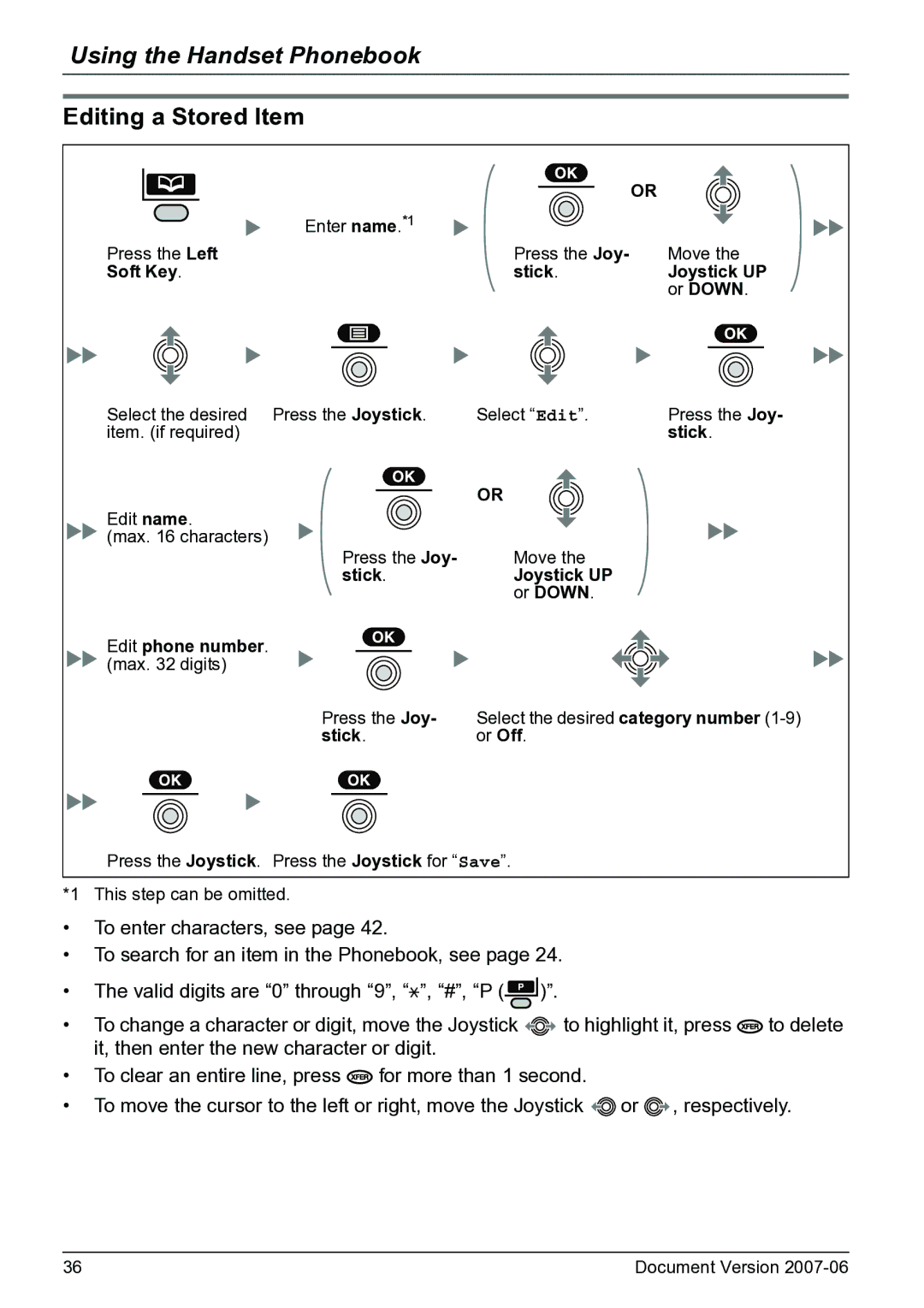 Panasonic KX-TD7684 operating instructions Editing a Stored Item, Soft Key Stick, Stick Joystick UP, Edit phone number 