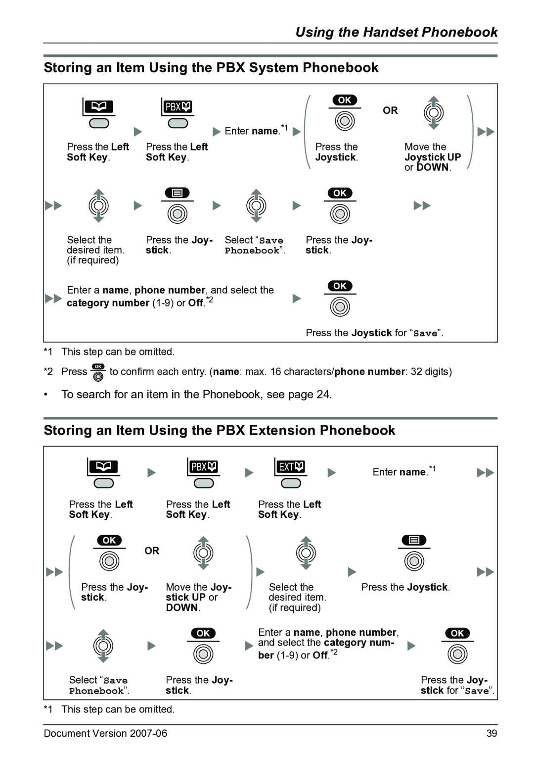 Panasonic KX-TD7684 Storing an Item Using the PBX System Phonebook, Storing an Item Using the PBX Extension Phonebook 