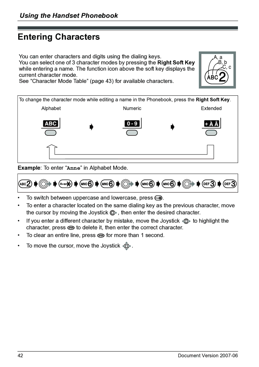 Panasonic KX-TD7684 operating instructions Entering Characters 