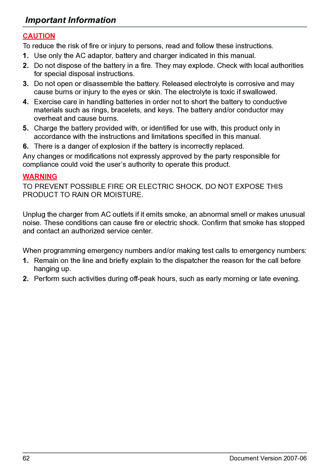 Panasonic KX-TD7684 operating instructions Important Information 