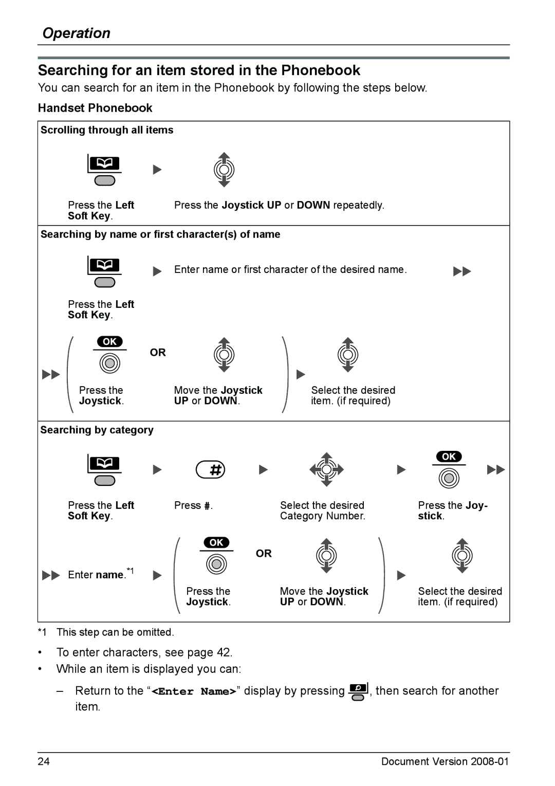 Panasonic KX-TD7685 operating instructions Searching for an item stored in the Phonebook, Handset Phonebook 