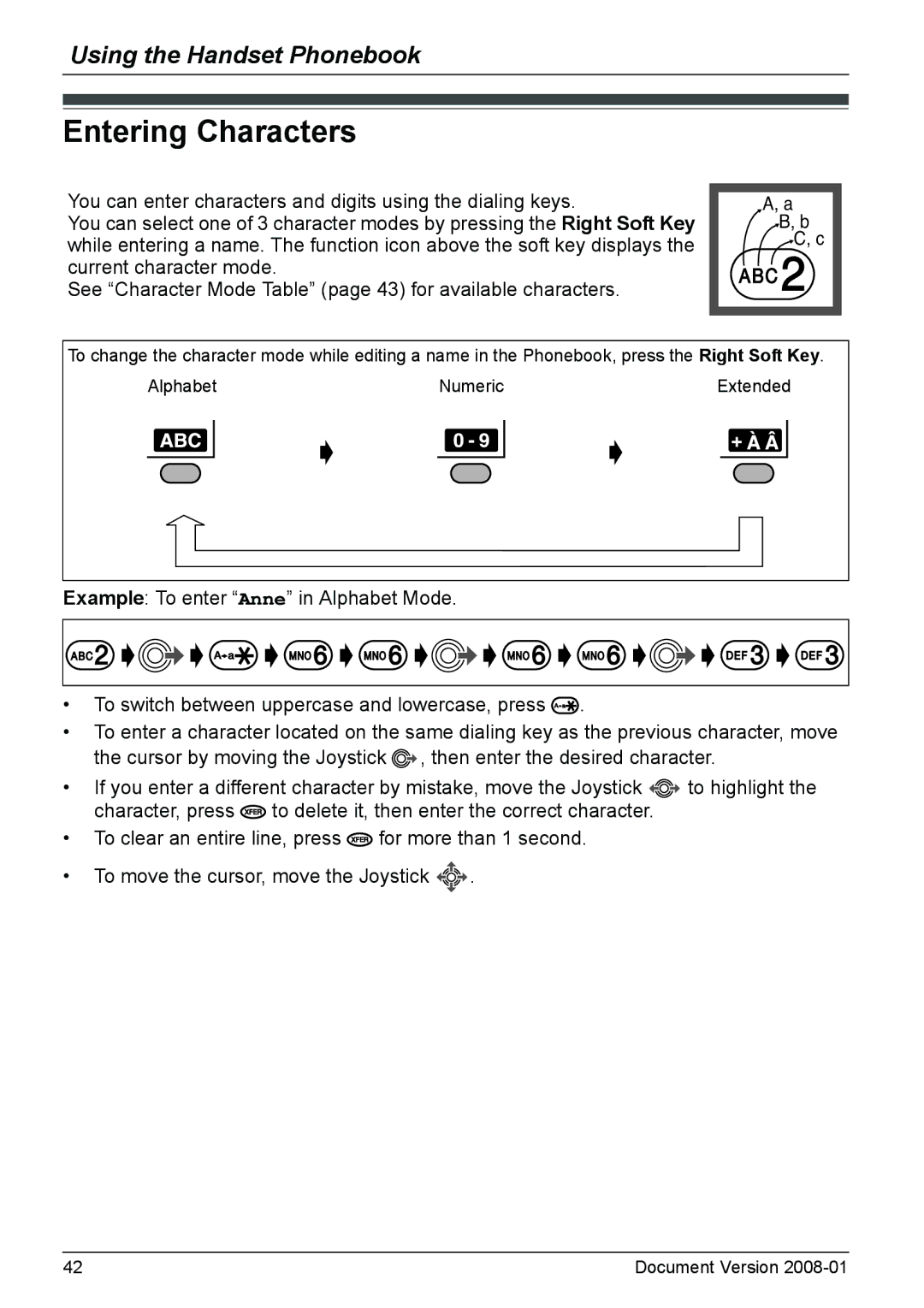 Panasonic KX-TD7685 operating instructions Entering Characters 