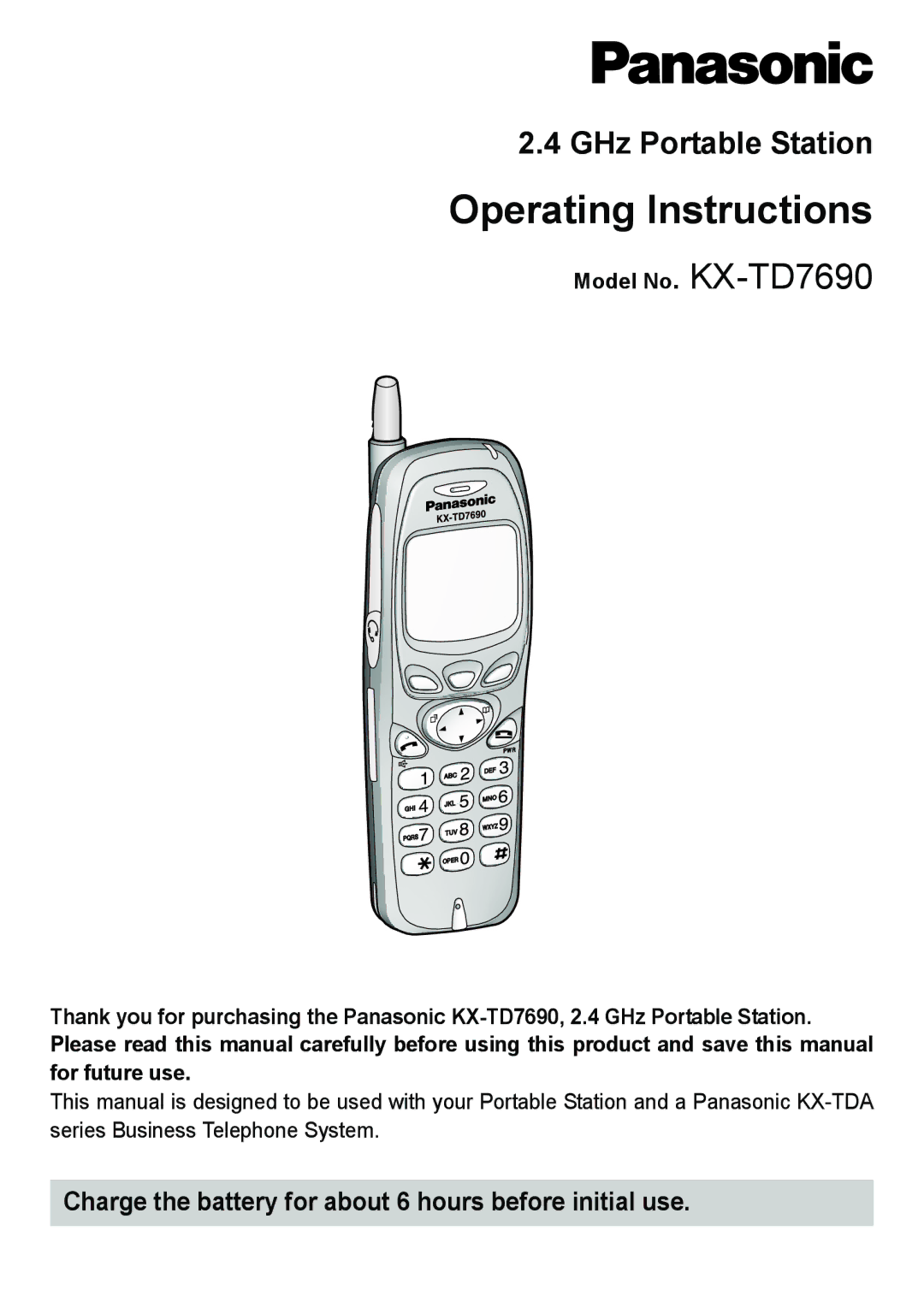 Panasonic KX-TD7690 manual Operating Instructions 