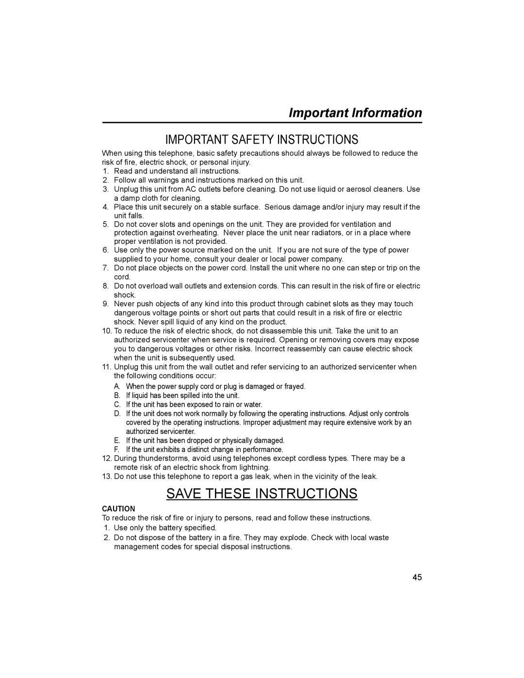 Panasonic KX-TD7690 manual Important Safety Instructions 