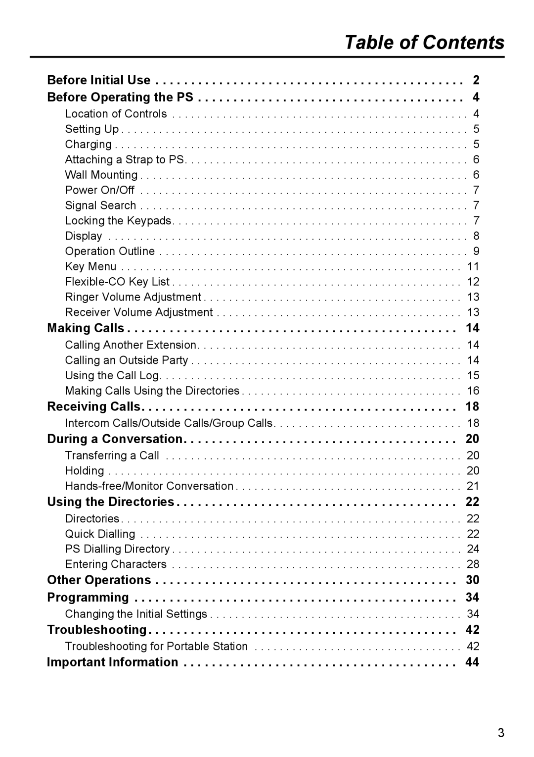 Panasonic KX-TD7690 manual Table of Contents 