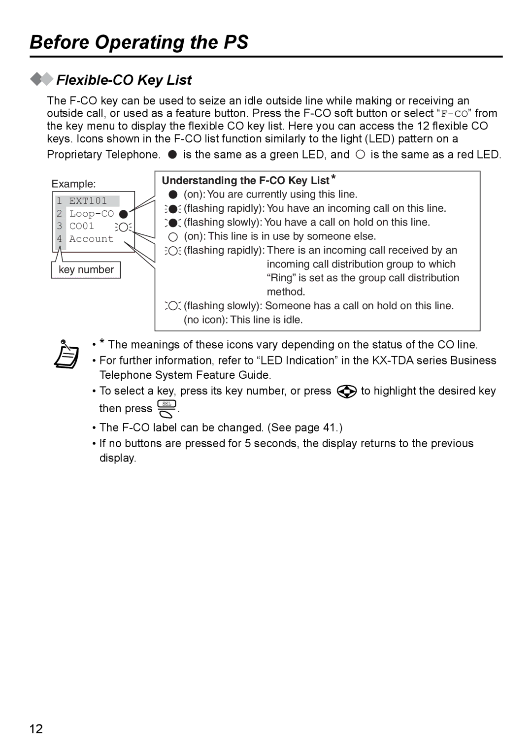 Panasonic KX-TD7690 manual Flexible-CO Key List 