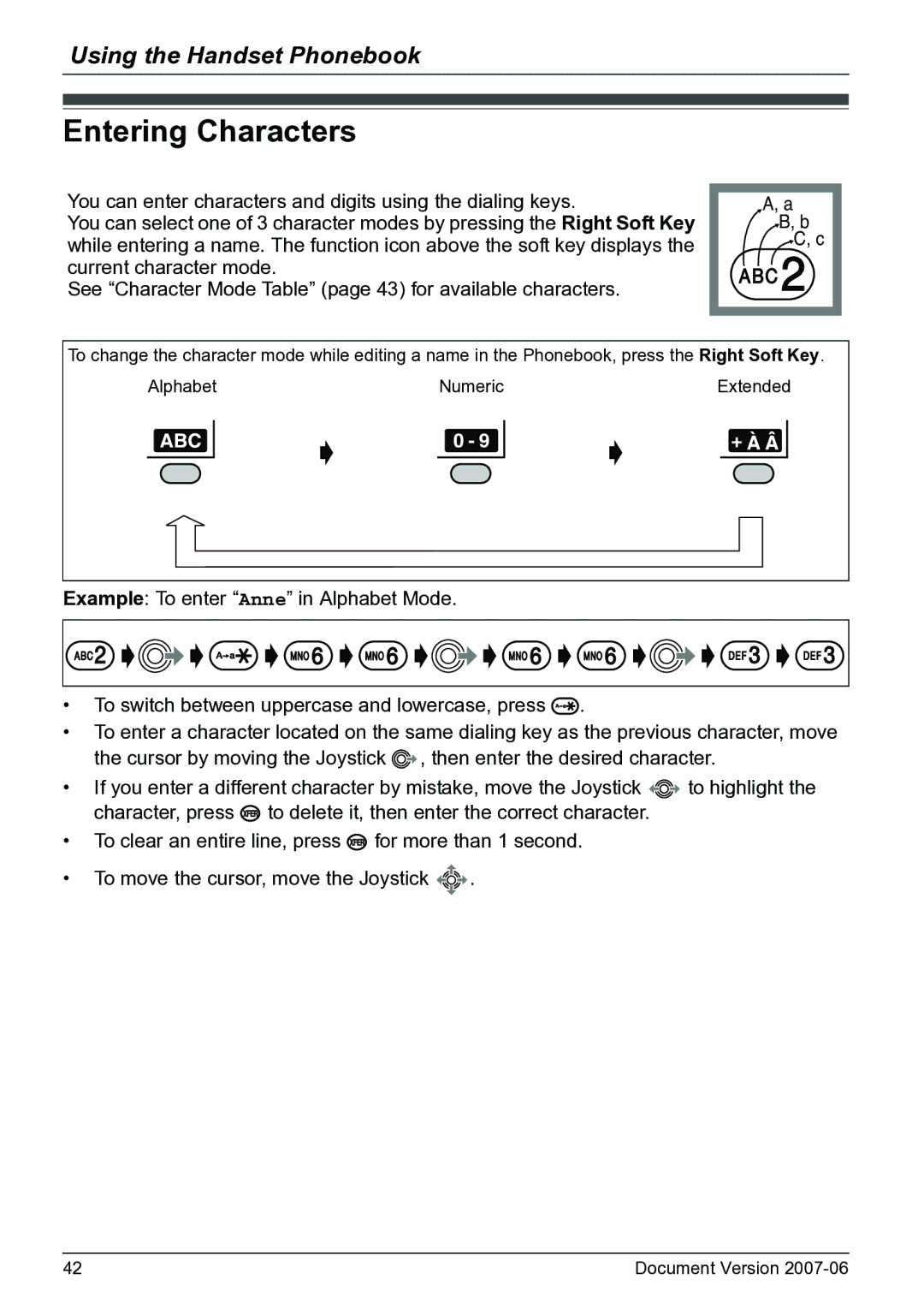 Panasonic KX-TD7694 operating instructions Entering Characters 