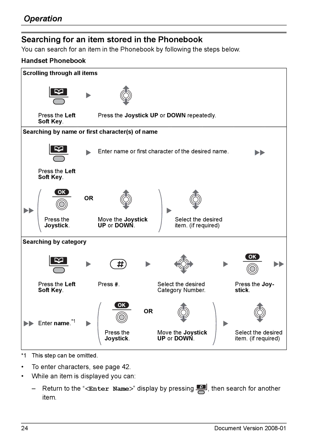 Panasonic KX-TD7695 operating instructions Searching for an item stored in the Phonebook, Handset Phonebook 