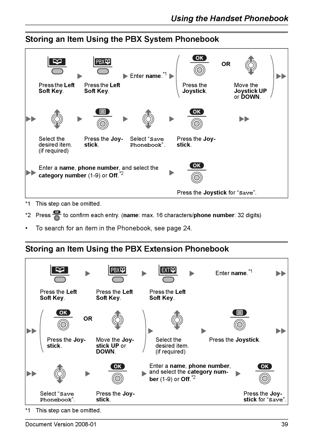 Panasonic KX-TD7695 Storing an Item Using the PBX System Phonebook, Storing an Item Using the PBX Extension Phonebook 