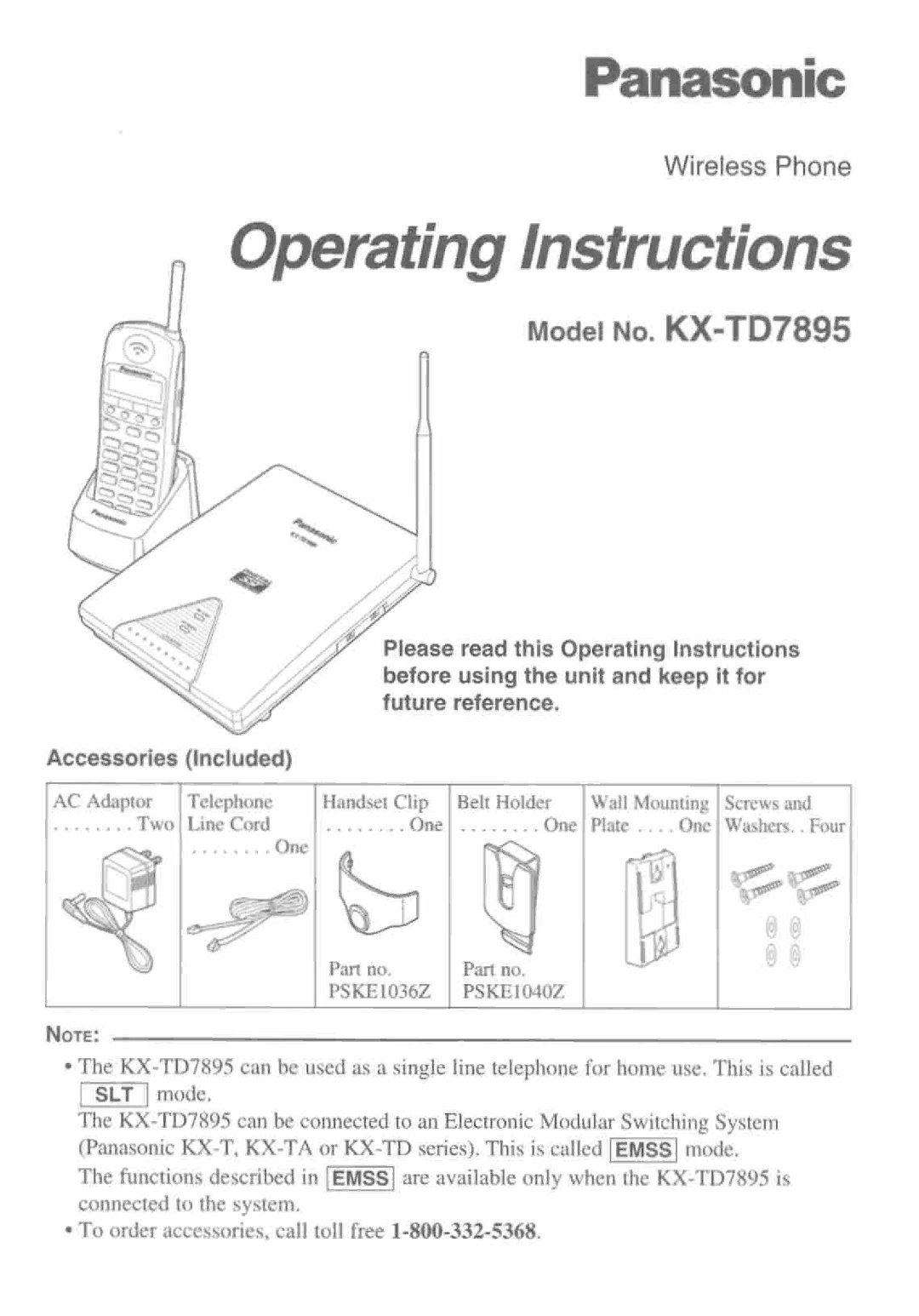 Panasonic KX-TD7895 manual 