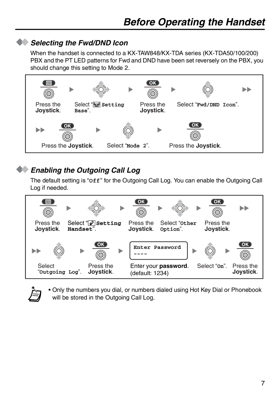 Panasonic KX-TD7896 manual Selecting the Fwd/DND Icon, Enabling the Outgoing Call Log 