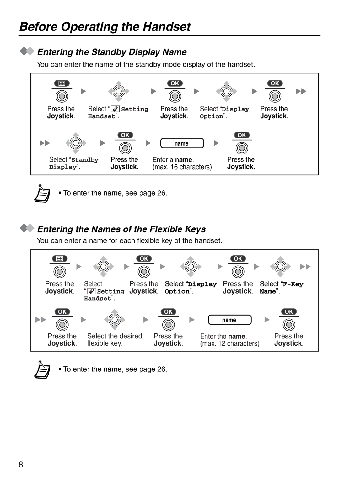 Panasonic KX-TD7896 manual Entering the Standby Display Name, Entering the Names of the Flexible Keys 