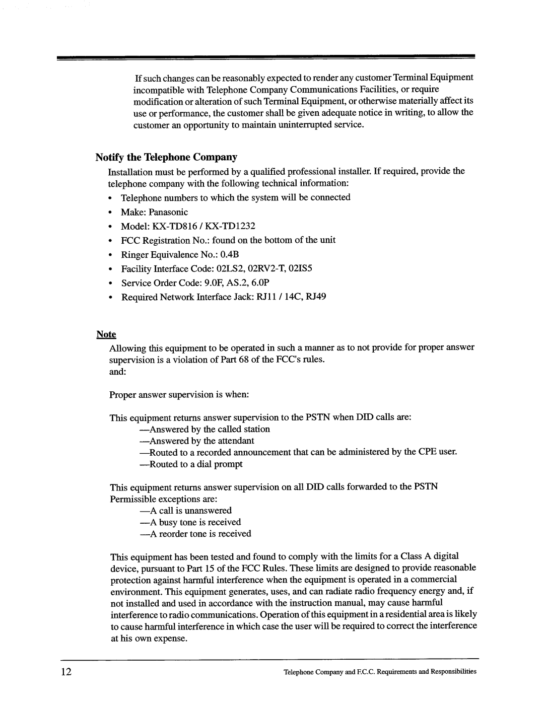 Panasonic KX-TD816, KX-TD1232 manual 