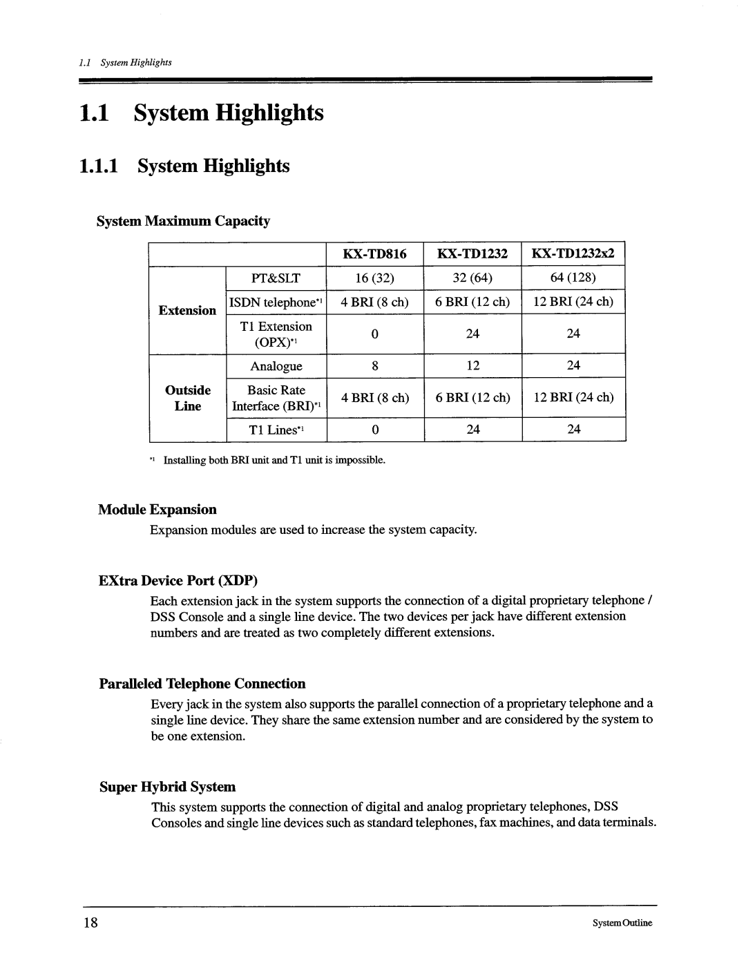 Panasonic KX-TD816, KX-TD1232 manual 