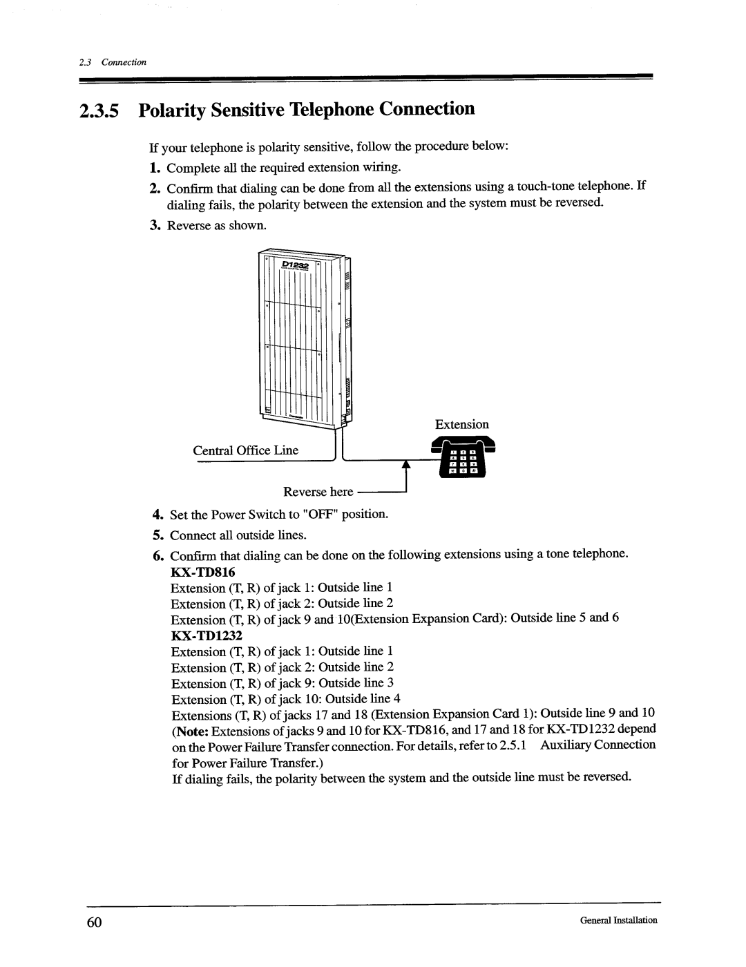 Panasonic KX-TD816, KX-TD1232 manual 