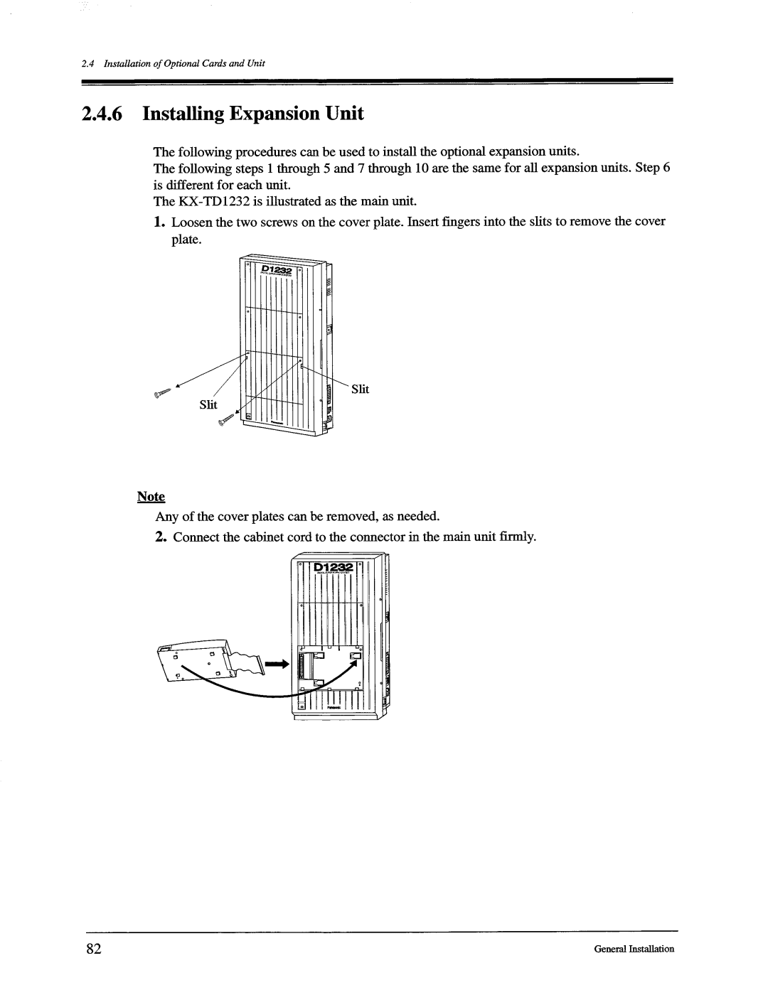 Panasonic KX-TD816, KX-TD1232 manual 