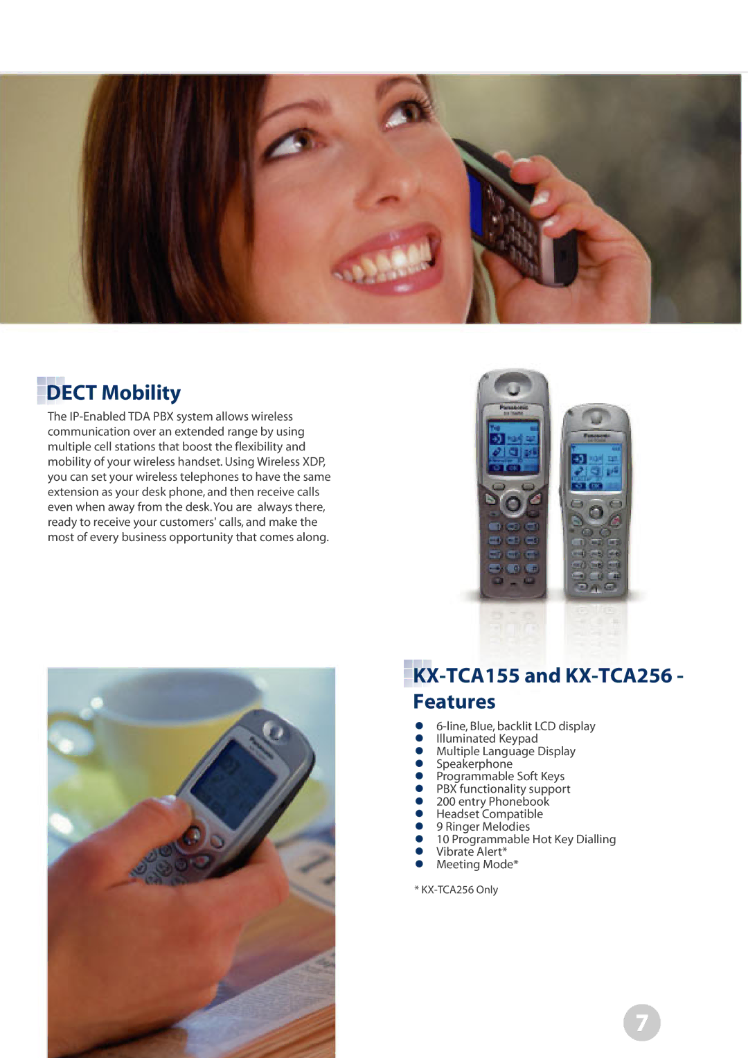 Panasonic KX-TDA manual Dect Mobility, KX-TCA155 and KX-TCA256 Features 