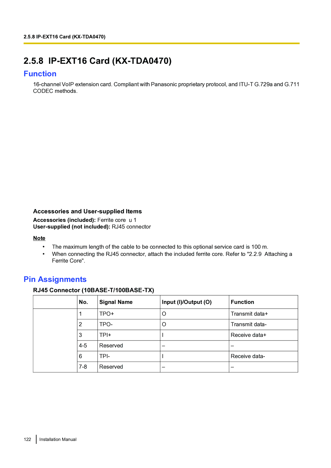 Panasonic KX-TDA100 installation manual IP-EXT16 Card KX-TDA0470, Function 