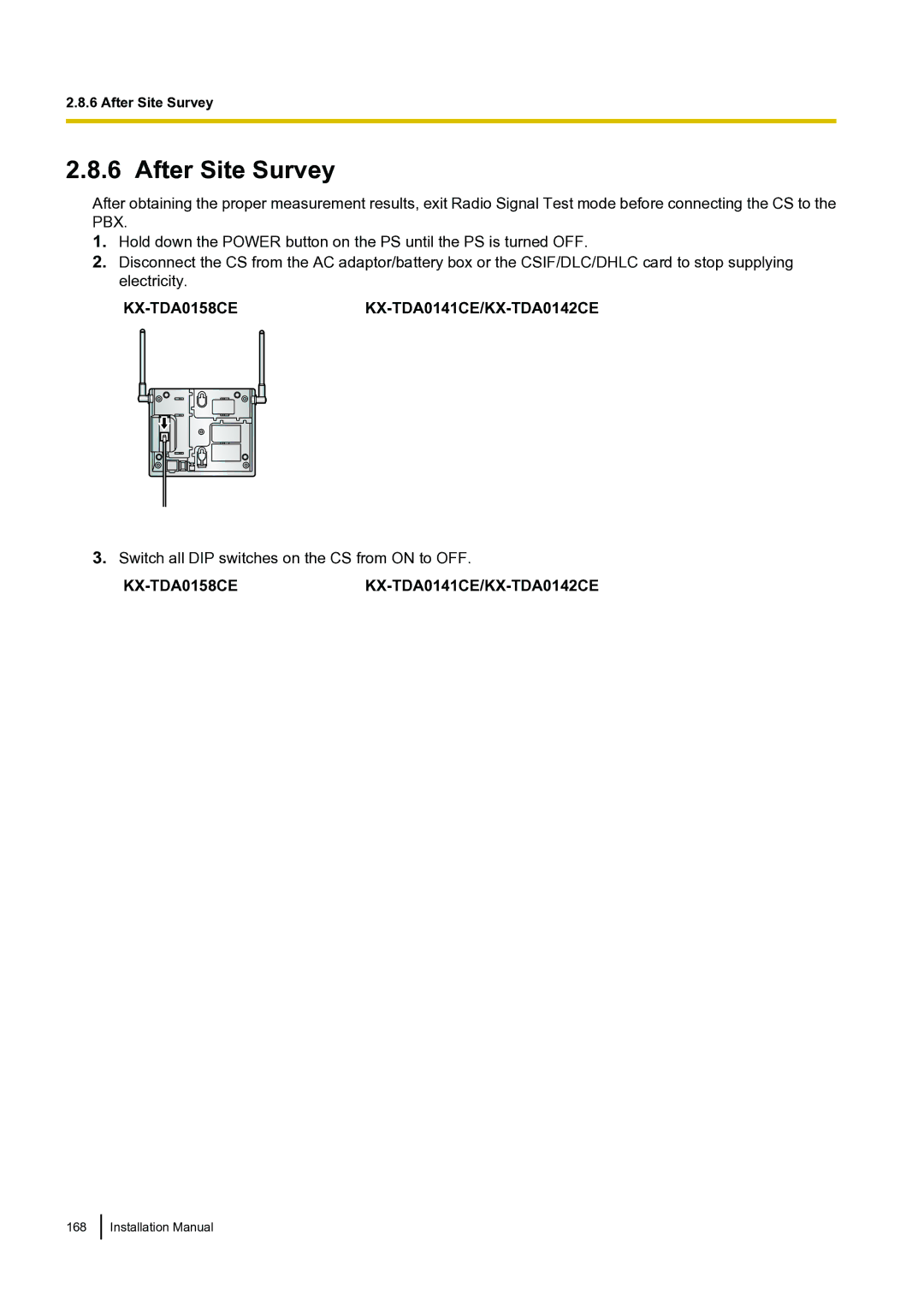 Panasonic KX-TDA100 installation manual After Site Survey 