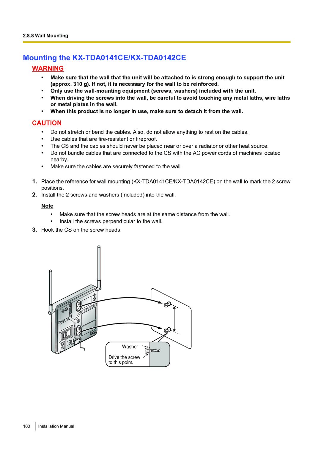 Panasonic KX-TDA100 installation manual Mounting the KX-TDA0141CE/KX-TDA0142CE 