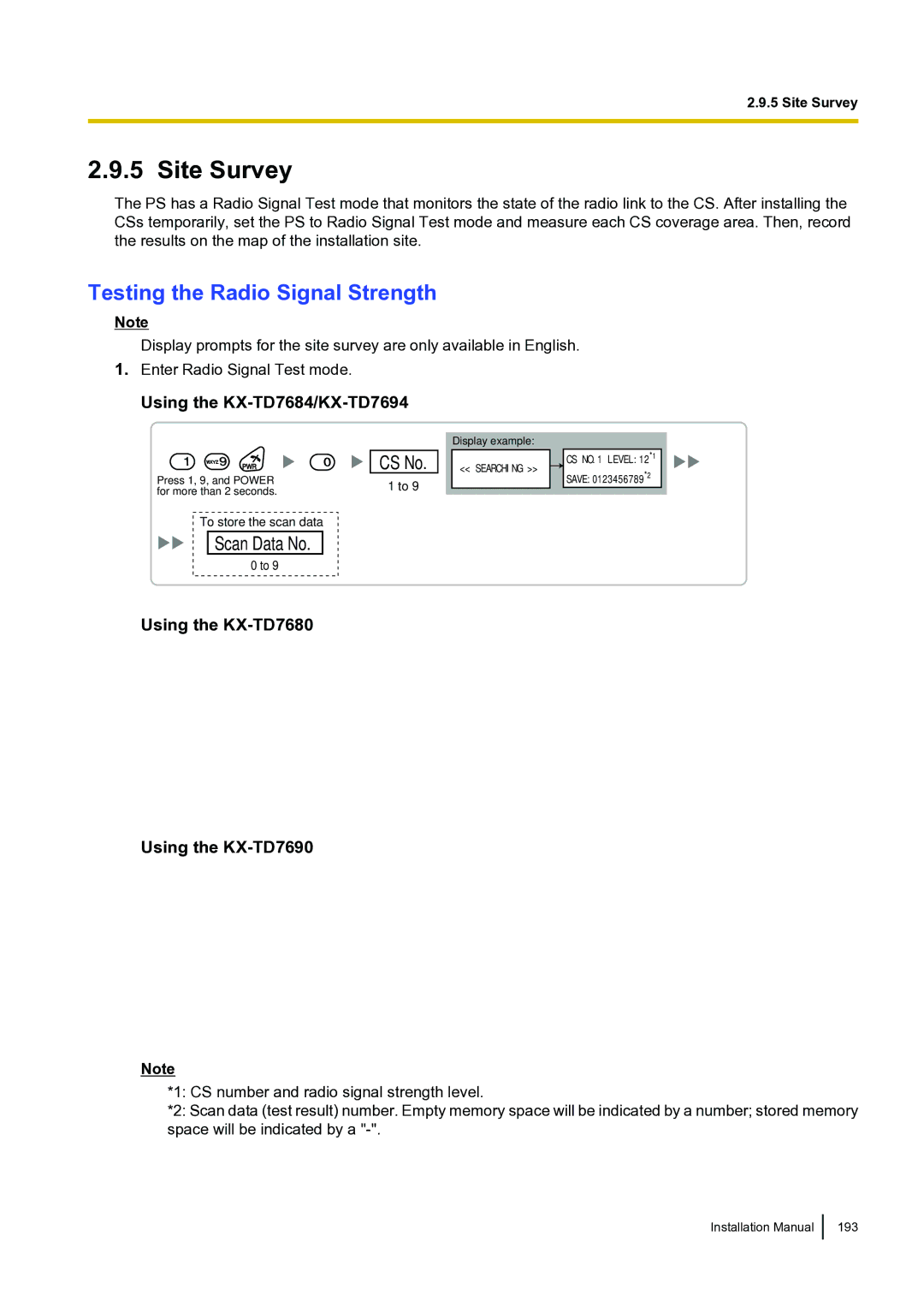 Panasonic KX-TDA100 installation manual Site Survey, Scan Data No CS No 