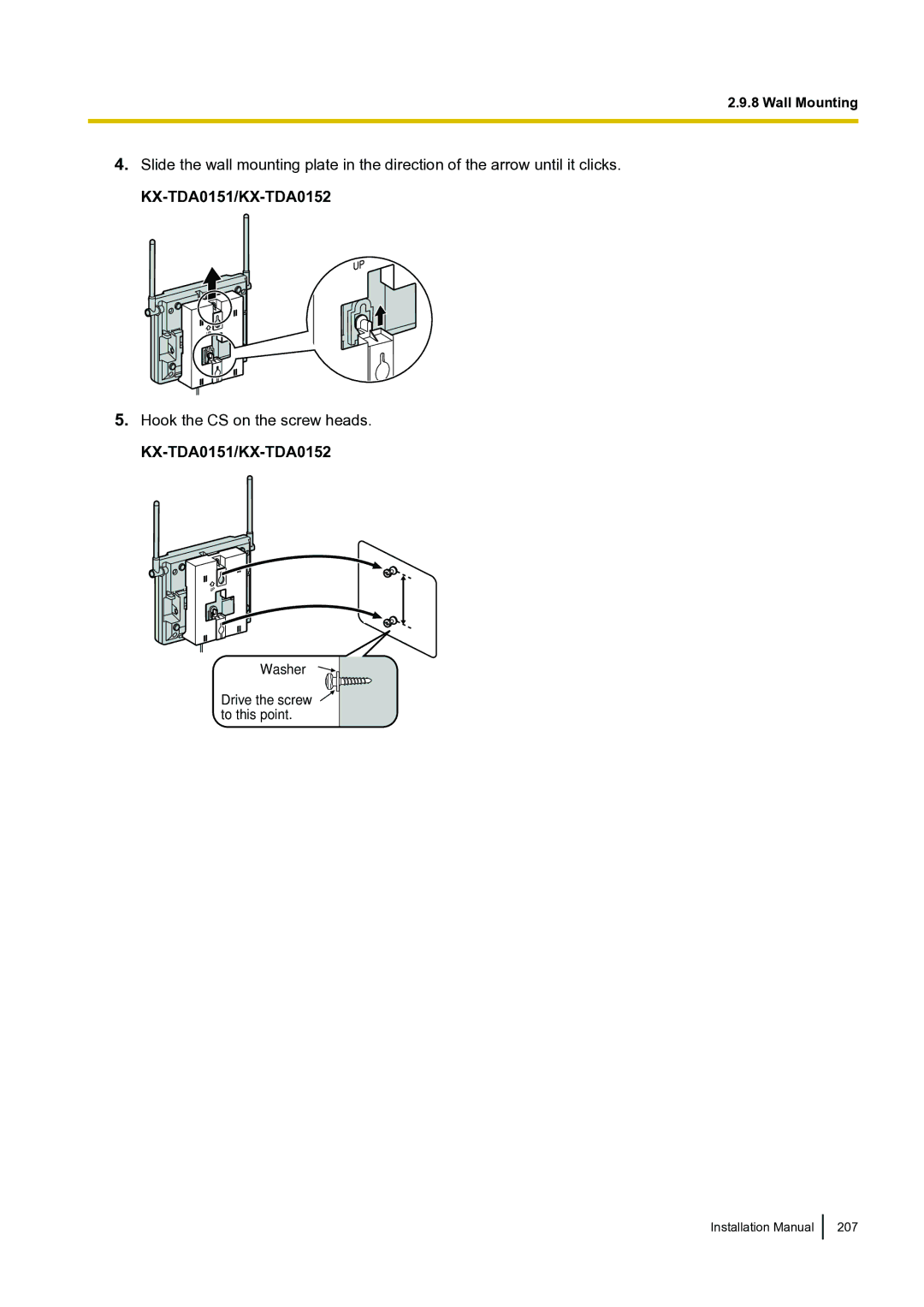 Panasonic KX-TDA100 installation manual Installation Manual 207 