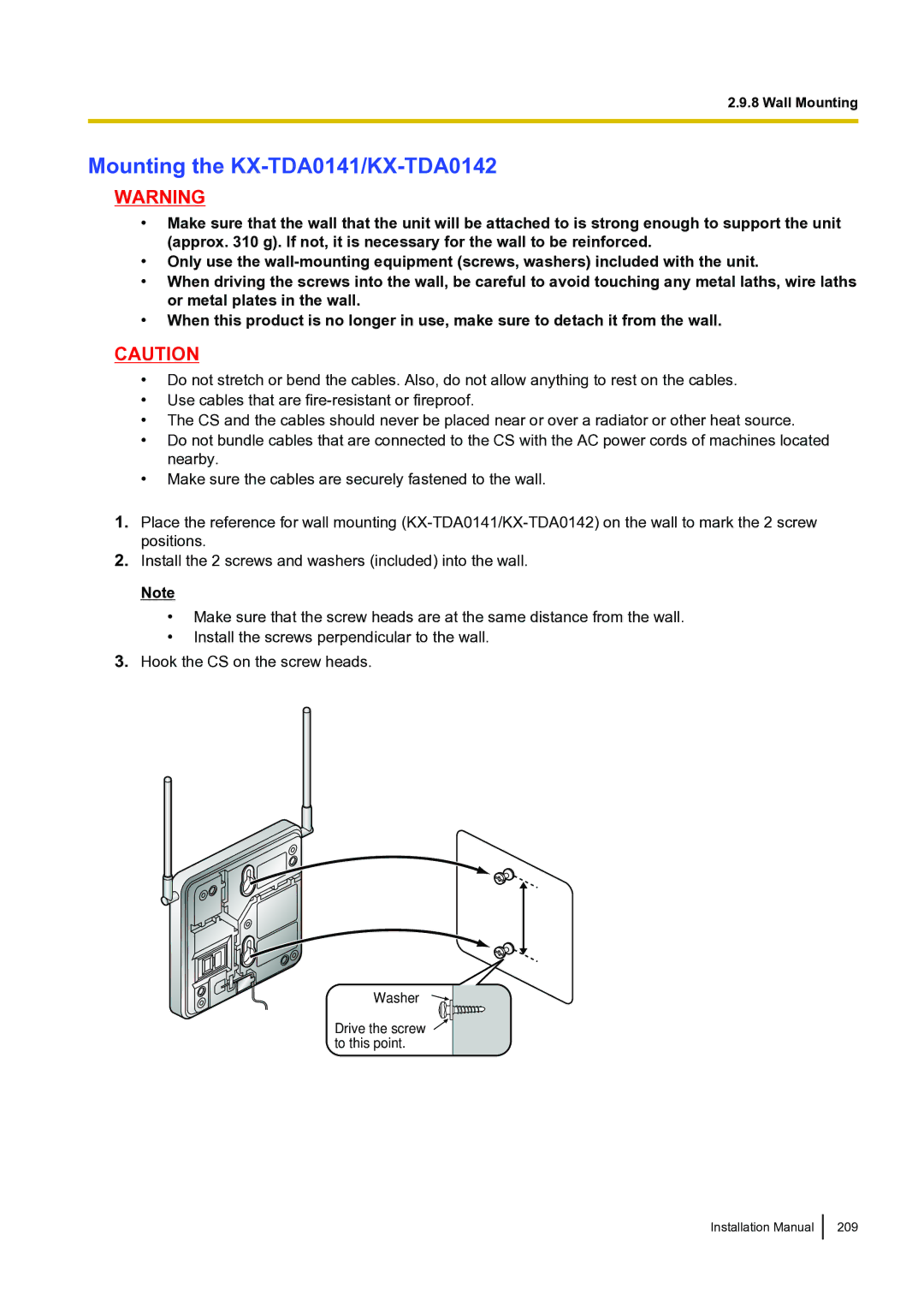 Panasonic KX-TDA100 installation manual Mounting the KX-TDA0141/KX-TDA0142 