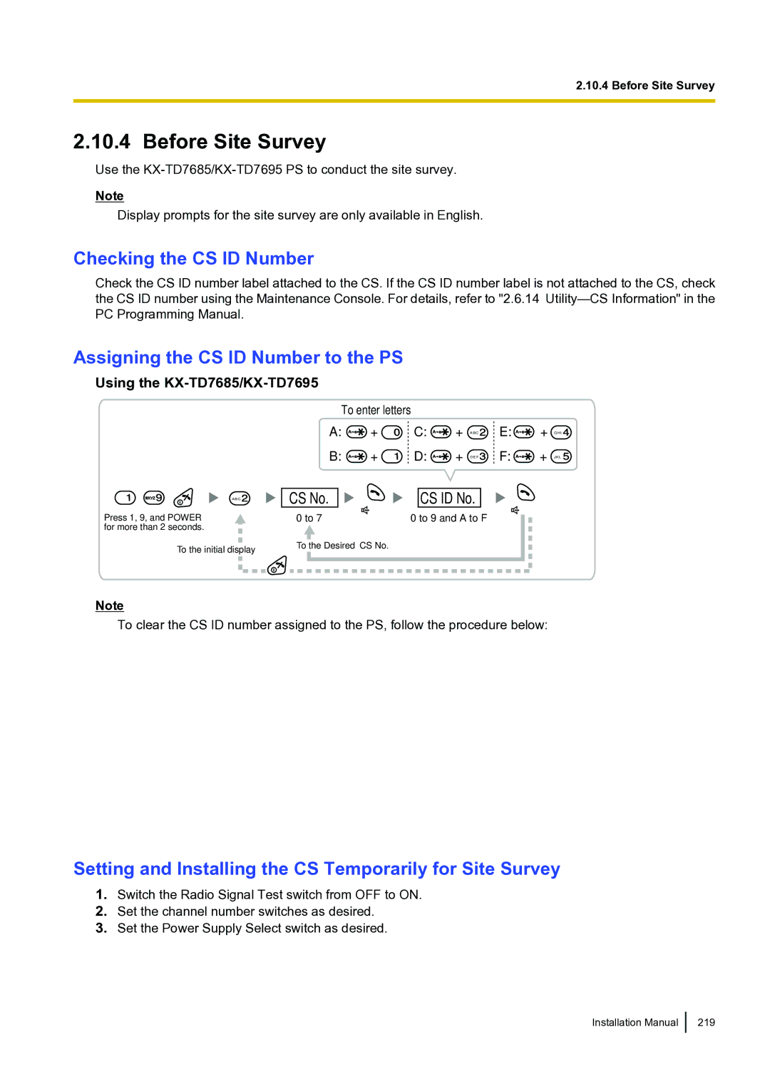 Panasonic KX-TDA100 installation manual Before Site Survey, Using the KX-TD7685/KX-TD7695 