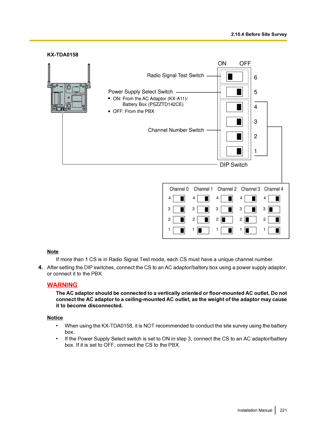 Panasonic KX-TDA100 installation manual KX-TDA0158 