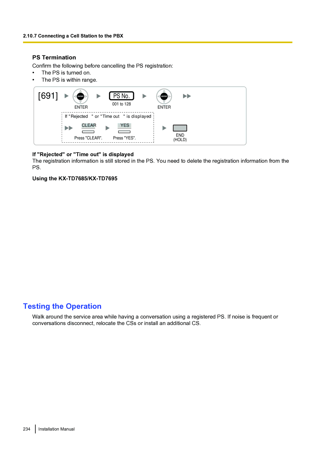 Panasonic KX-TDA100 installation manual 691, If Rejected or Time out is displayed 