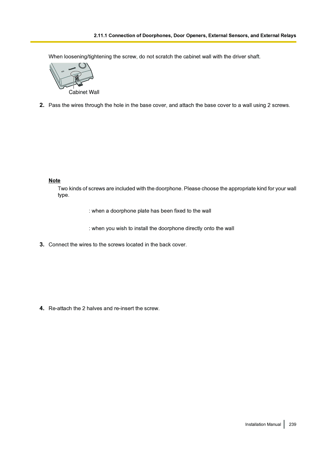 Panasonic KX-TDA100 installation manual Installation Manual 239 