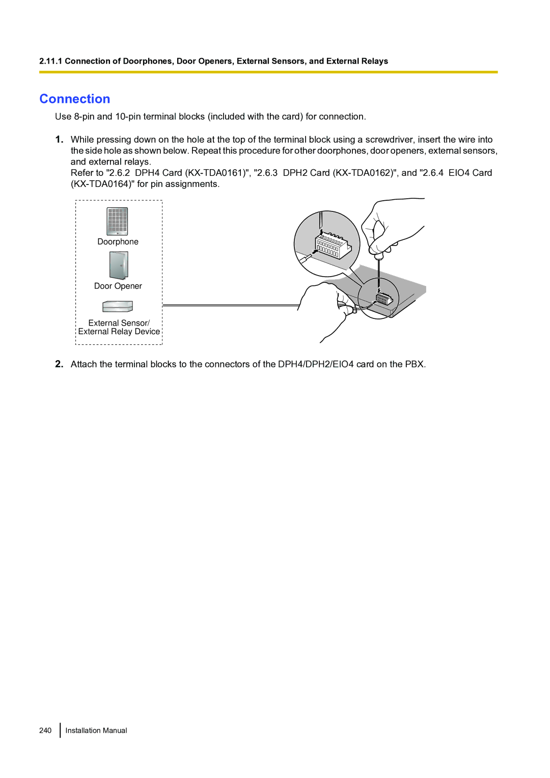 Panasonic KX-TDA100 installation manual Connection 