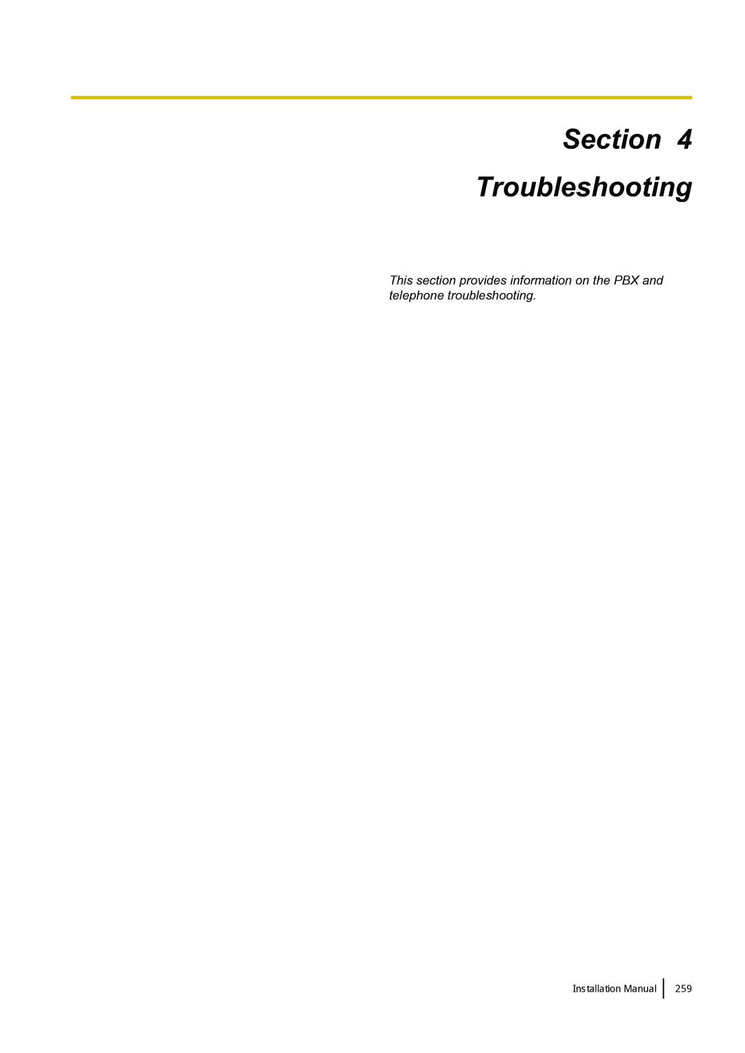 Panasonic KX-TDA100 installation manual Section Troubleshooting 