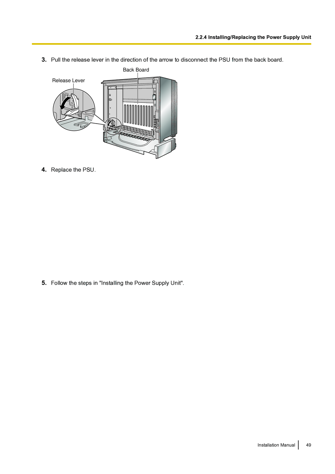 Panasonic KX-TDA100 installation manual Replace the PSU 