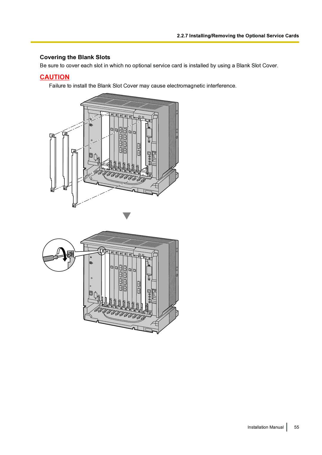 Panasonic KX-TDA100 installation manual Covering the Blank Slots 