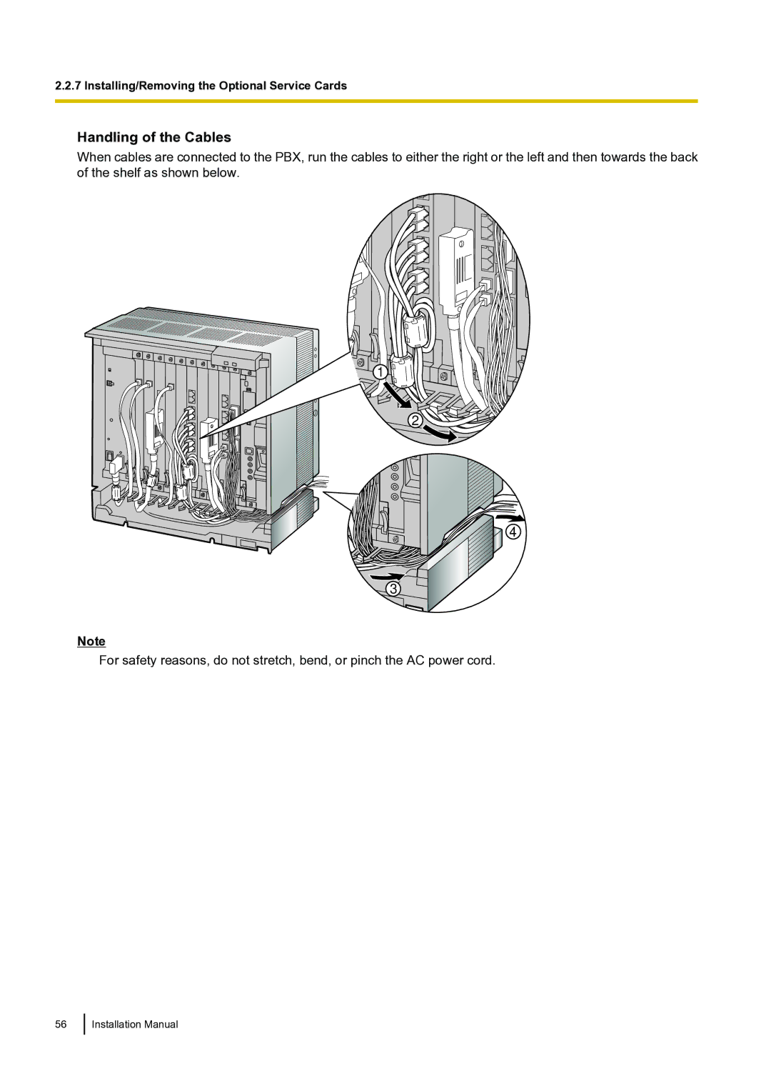 Panasonic KX-TDA100 installation manual Handling of the Cables 