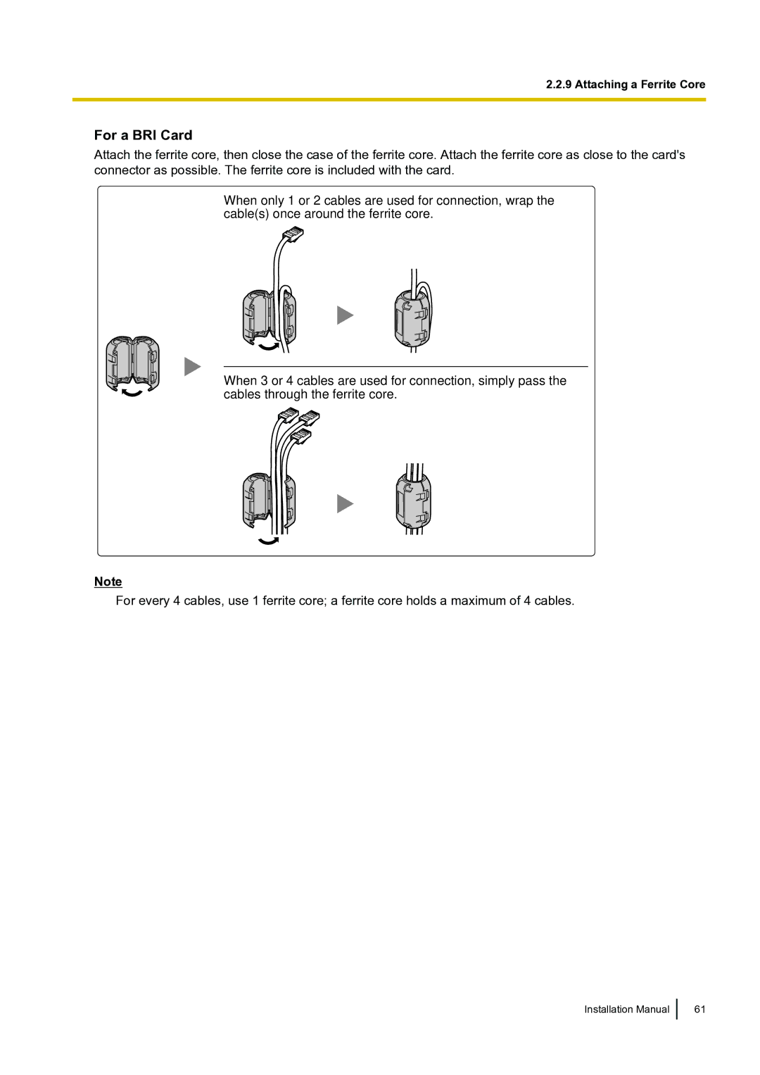 Panasonic KX-TDA100 installation manual For a BRI Card 