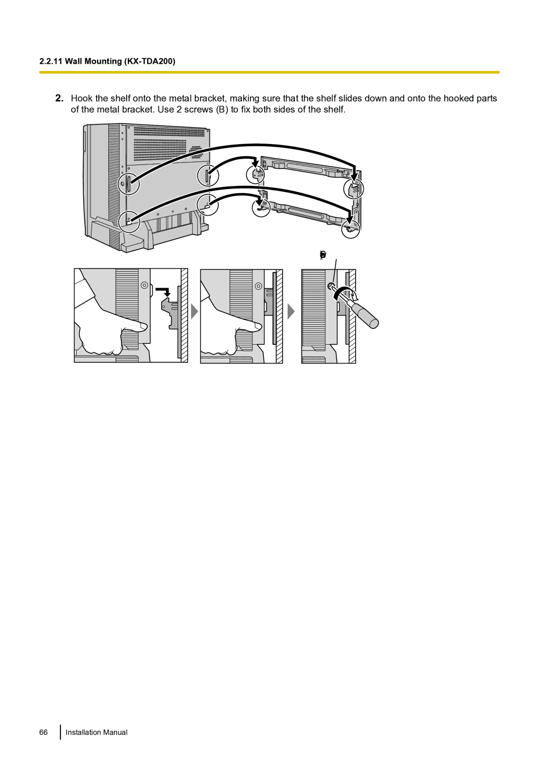 Panasonic KX-TDA100 installation manual Wall Mounting KX-TDA200 