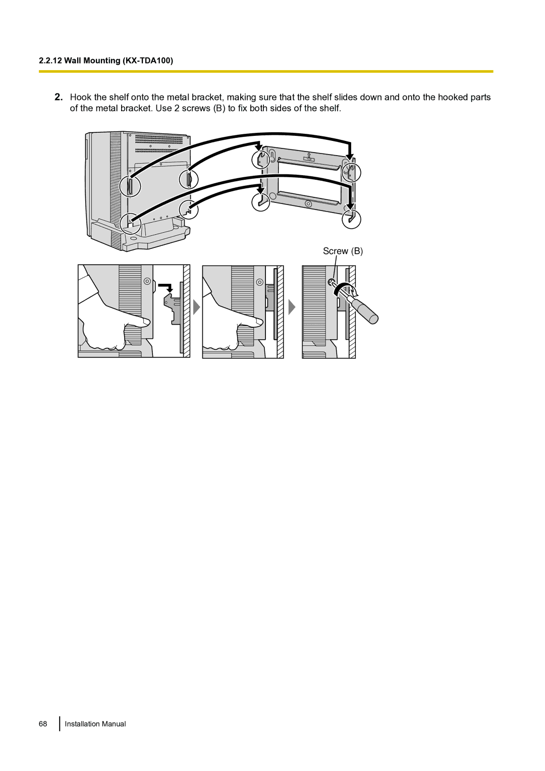 Panasonic installation manual Wall Mounting KX-TDA100 